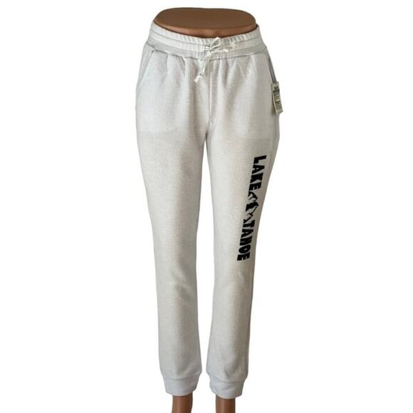 Brushed Rib Lake Tahoe Jogger Pants with Pockets in White - Picture 1 of 6